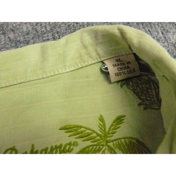 Tommy Bahama Shirt Mens XL Green Silk Camp Palm Embroidered - Picture 6 of 9